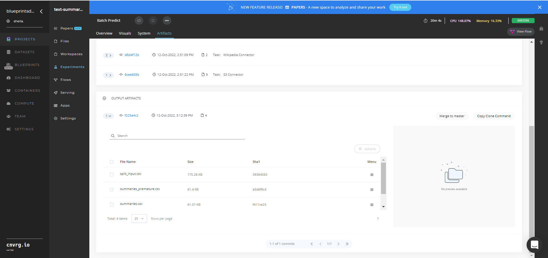 Output Artifacts